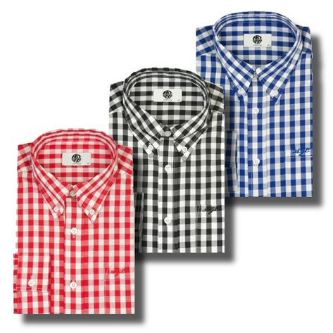 Art Gallery Clothing Large Gingham Mod Check Long Sleeve Shirt Black Blue Red Preview